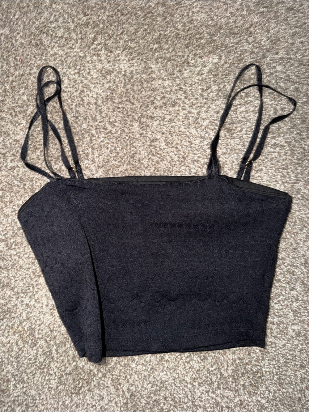 BuffBunny Black Textured Square-Neck Sports Cami